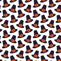 Pilgrim Hat with buckle and strip Seamless pattern in trendy Thanksgivings shades Background Texture vector