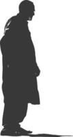 Silhouette muslim elderly man black color only vector