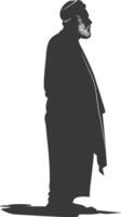 Silhouette muslim elderly man black color only vector