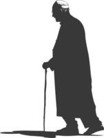 Silhouette muslim elderly man black color only vector