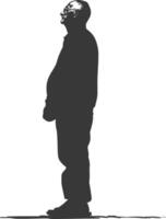 Silhouette muslim elderly man black color only vector