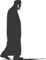 Silhouette muslim elderly man black color only vector