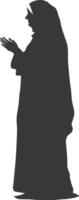 Silhouette muslim elderly woman black color only vector