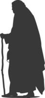 Silhouette muslim elderly woman black color only vector