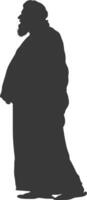 Silhouette muslim elderly man black color only vector