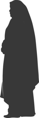 Silhouette muslim elderly woman black color only