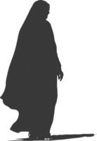 Silhouette muslim elderly woman black color only vector