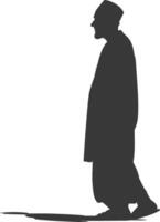 Silhouette muslim elderly man black color only vector