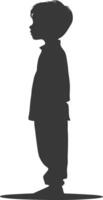 Silhouette muslim little boy black color only vector