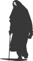 Silhouette muslim elderly woman black color only vector
