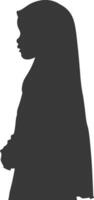 Silhouette muslim little girl black color only vector