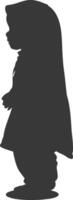 Silhouette muslim little girl black color only vector