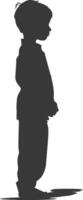 Silhouette muslim little boy black color only vector