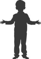 Silhouette muslim little boy black color only vector