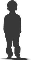 Silhouette muslim little boy black color only vector