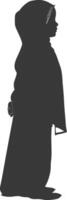 Silhouette muslim little girl black color only vector