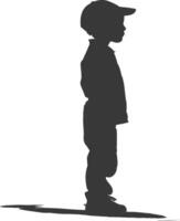 Silhouette muslim little boy black color only vector