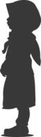 Silhouette muslim little girl black color only vector