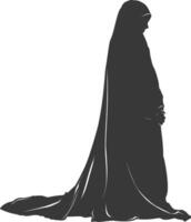 Silhouette muslim woman black color only vector