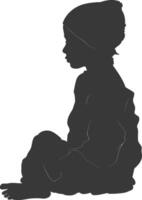 Silhouette muslim little boy black color only vector