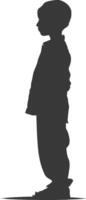 Silhouette muslim little boy black color only vector