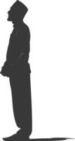 Silhouette muslim man black color only vector