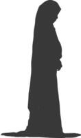 Silhouette muslim little girl black color only vector