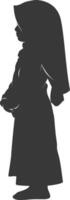 Silhouette muslim little girl black color only vector