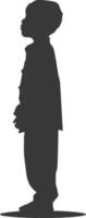 Silhouette muslim little boy black color only vector