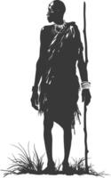Silhouette native African tribe elderly man black color only vector