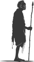 Silhouette native African tribe elderly man black color only vector