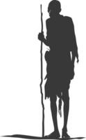 Silhouette native African tribe elderly man black color only vector