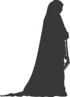 Silhouette muslim woman black color only vector