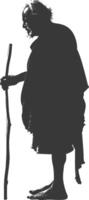 Silhouette native African tribe elderly man black color only vector