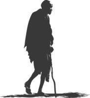 Silhouette native African tribe elderly man black color only vector