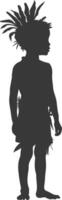 Silhouette native African tribe little boy black color only vector