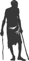 Silhouette native African tribe elderly man black color only vector