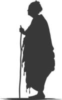 Silhouette native African tribe elderly woman black color only vector