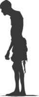 Silhouette native African tribe elderly man black color only vector