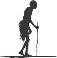 Silhouette native African tribe elderly man black color only vector
