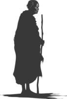 Silhouette native African tribe elderly woman black color only vector