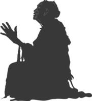 silueta nativo africano tribu mayor mujer negro color solamente vector