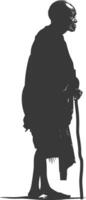 Silhouette native African tribe elderly man black color only vector