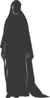 Silhouette muslim woman black color only vector