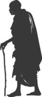 Silhouette native African tribe elderly man black color only vector