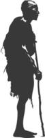 Silhouette native African tribe elderly man black color only vector