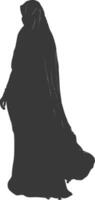 Silhouette muslim woman black color only vector