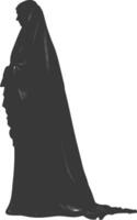 Silhouette muslim woman black color only vector