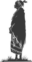 Silhouette native African tribe elderly woman black color only vector