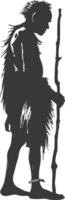 Silhouette native African tribe elderly man black color only vector